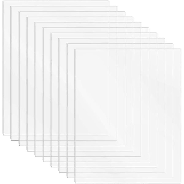 10 stk akrylplader 1 mm - transparente plexiglasplader til hobby