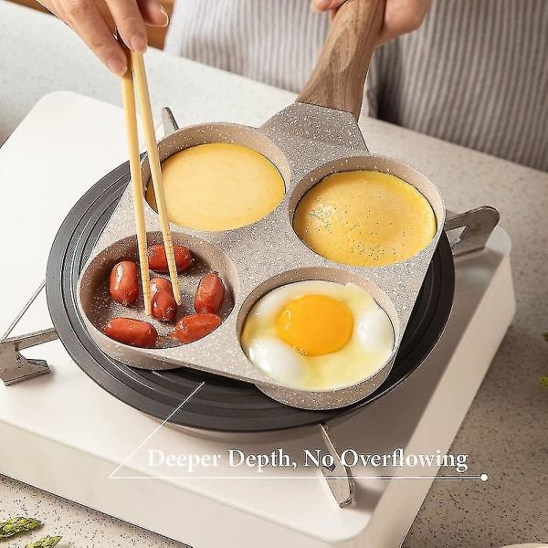 Pannkakspanna, äggstekpanna med 4 koppar, omelettpanna med omelett som inte klistras, hamburgerpanna för frukost