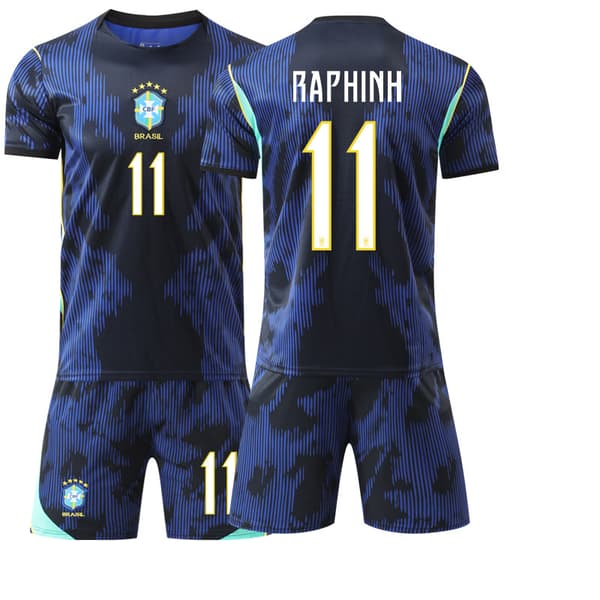 Brasil bortedrakt for herre VM-landslagstrøye nummer 10 Neymar 7 Vinicius Size 7 with socks + protective gear #L