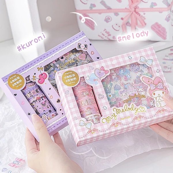 Sanrio Kuromi Cinnamoroll Melody -tarrapaketti Kawaii Anime Käsikirja Guka Koristelu DIY-tarra