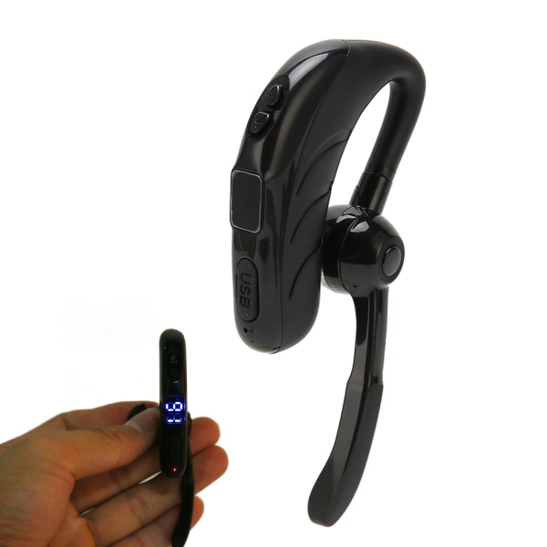 Bluetooth hörsnäcka HD-samtal Uppladdningsbart enörat trådlöst headset med Power Display för telefon Tablet Svart med digital display Kartong