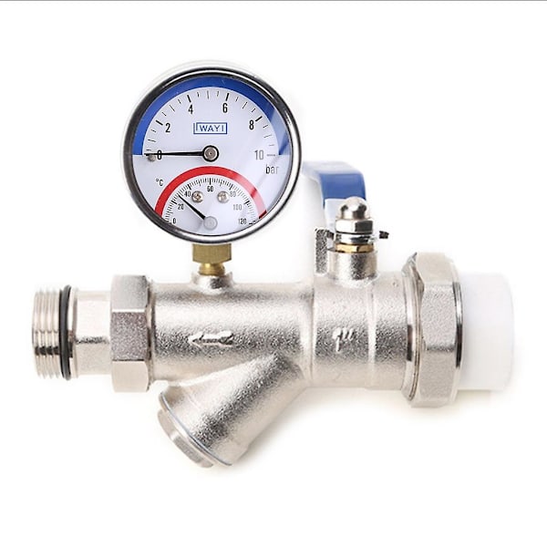 Kombinerad tryck- och temperaturmätare för gas och vatten, 0-10 bar, 0-120C G1/4