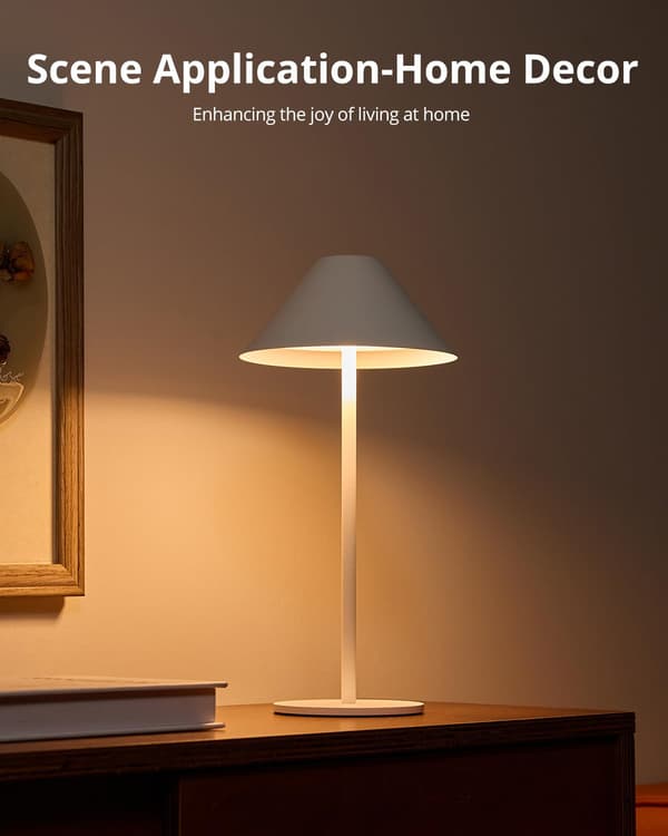 Rechargeable Wireless Table Lamp, Dimmable LED Battery Desk Lamp White