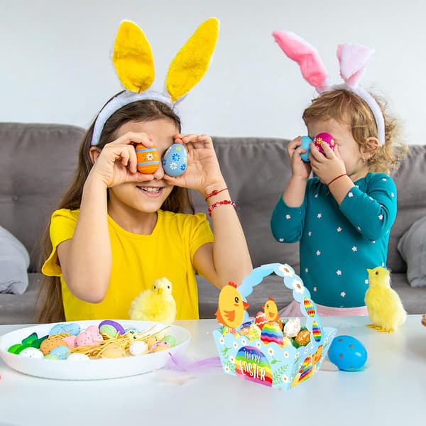Påskhare Dekorationer 24-Pack DIY Påskpyssel för Barn Påskäggsjakt Korgar Glad Påsk Presenter