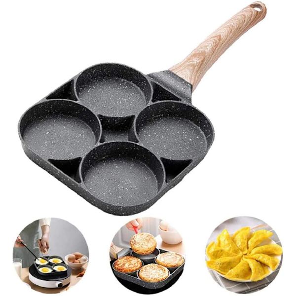 Non-stick Stegepande med 4 Huller Pandekagepande Stegt Æg Hamburgerpande{EE}