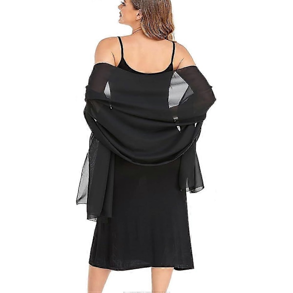 Sort Sjal og Slør Aften Chiffon Elegant Blødt Silkeslør Bryllup Foulard Mariage