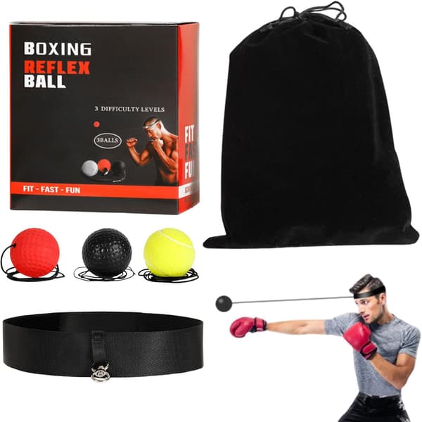 Justerbart Pannband Boxning Reflexboll Set Med 3 Bollar För Snabbhetsträning Nybörjare Inbunden Stansutrustning