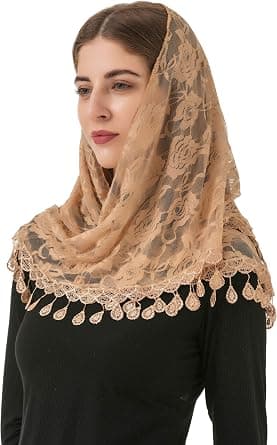 Messing Slør Trekant Mantilla Katedral Hodeplagg Kapellslør Blondeskjerf Latinsk Sjal