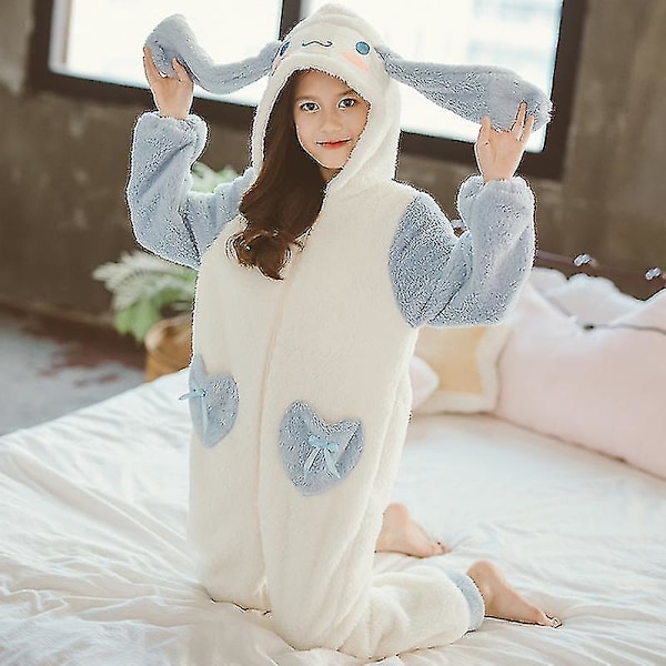 Sanrioed Plush Anime Cinnamoroll Vinter Flannel Børne Rompers Pige Dreng Toddler Jumpsuit Spædbarn Tøj Pyjamas Børn Jumpsuit Gave 130cm