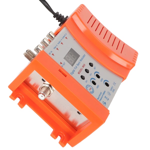 AV till RF Modulator Stöd VHF UHF PAL NTSC TV-länk Modulator med Digital Display för Digitalboxar 90-240V EU-kontakt