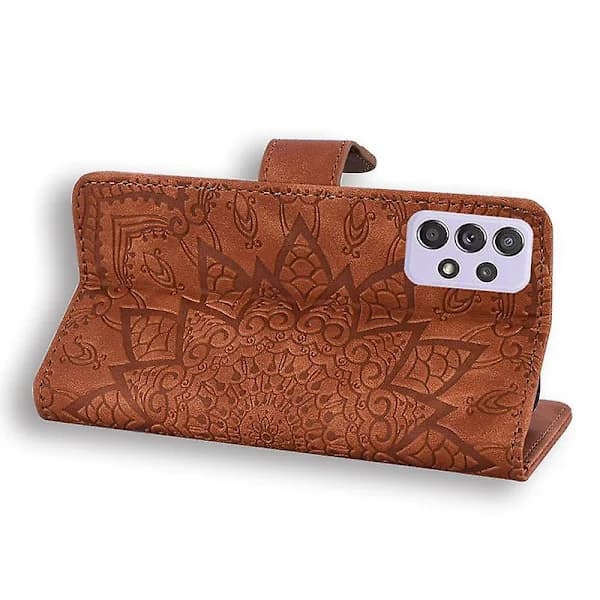 Wallet Case for Samsung Galaxy A52/A52S Premium PU Leather Flip Case Mandala Brown