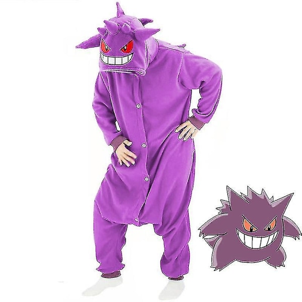 Gengar-kostym, helkropps-pyjamas, Halloween, jul, endelat kigurumi för män och kvinnor - WELLNGS L