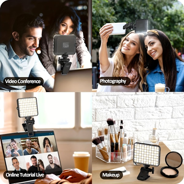 RadiantGlow Ladattava Selfie-valo - Parannettu Clip-on Täytevalo puhelimelle, kannettavalle tietokoneelle ja tabletille - Säädettävä kirkkaus videoneuvotteluihin{EE}