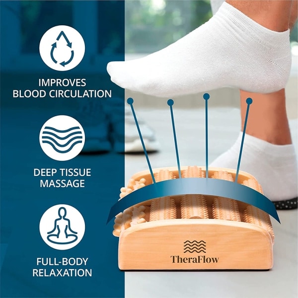 Fotmassage Roller Fotmassager Fotrulle Fotmassage Roller Trä Fotreflexologi Fotmassage för Hem och Kontor Fotrulle för Lindring