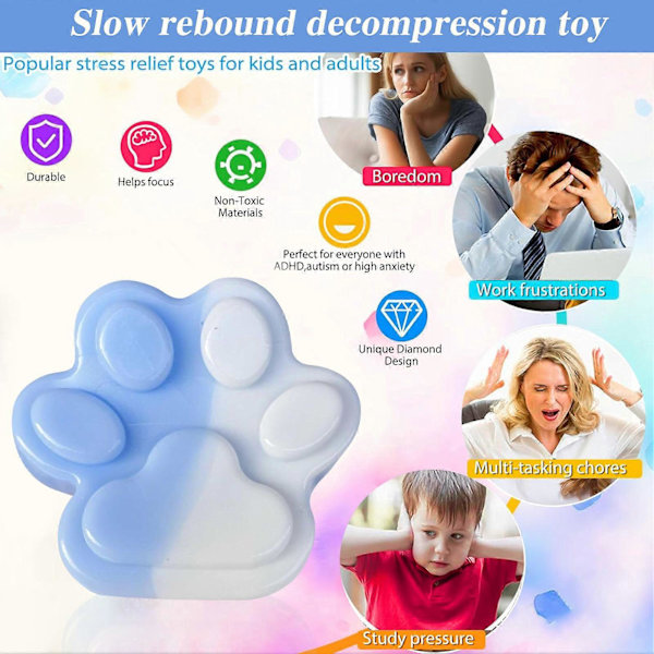 Håndlavede Taba Squishy Store Kattepote Silikone Klemmelegetøj til Stresslindring, Kattepote Kæmpefod Squishy Sensorisk Legetøj til Angst & Afslapning Pink
