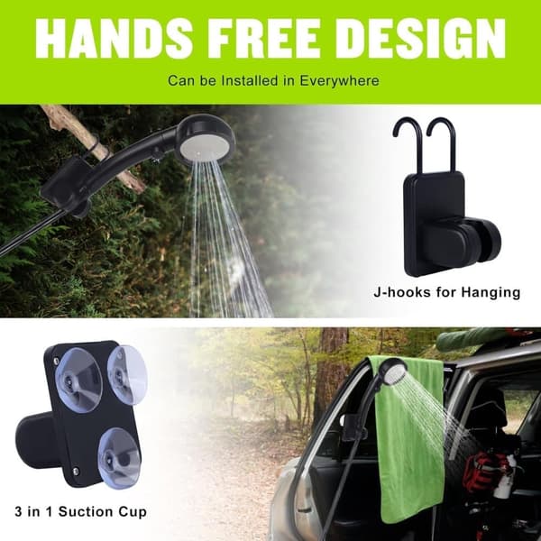 Portable Camping Shower - Spopal 6000mAh Rechargeable with LED Display, 4 Spray Modes, IPX7 Waterproof Gray Gray S1