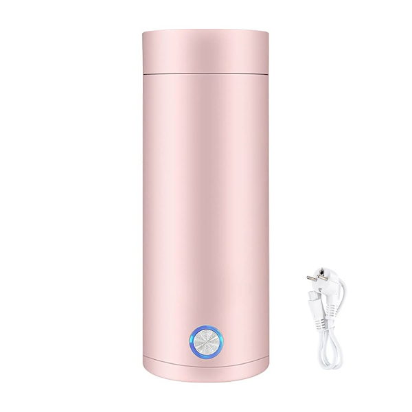 Minikokare och termos, bärbar elektrisk vattenkokare, bärbar elektrisk resevattenkokare Pink