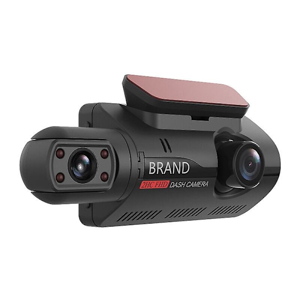 Dashcam car camera front and rear, Full HD, 140 wide angle, loop recording, parking monitoring, front + interior, 1 pc.