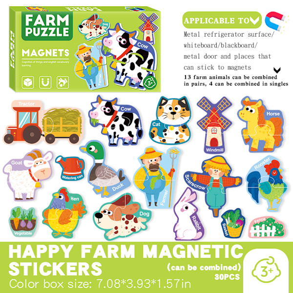 Magnetiskt barnpussel 3~6 år, baby multi-tema bokstav djur nummer kognition tidig utbildning upplysning pussel 1
