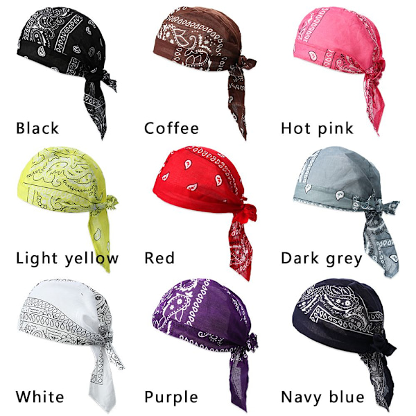Nopeasti kuivuva puuvillainen merirosvohattu ulkoiluun, bandana MUSTA{F2} black