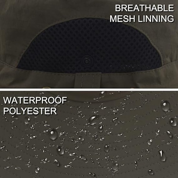 Solhatt Anti-UV UPF 50+ Utomhus Fiskehatt Bred Brim Fiske (Grön){ee} D