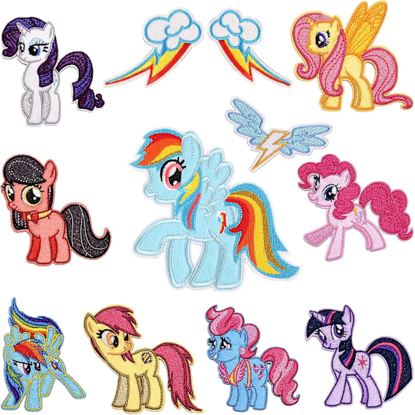 12 st Pony Strykapplikation Söta Djur Enhörning Broderade Märken DIY Kläder och Väskor--