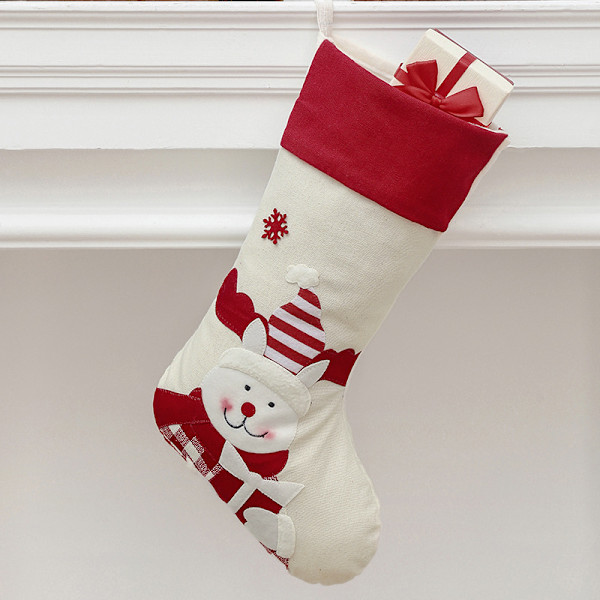 Julstrumpor Set 4 st Julstrumpa Tomte Snögubbe Strump Hållare Ornament Presentpåsar för Familj Träd Festtillbehör