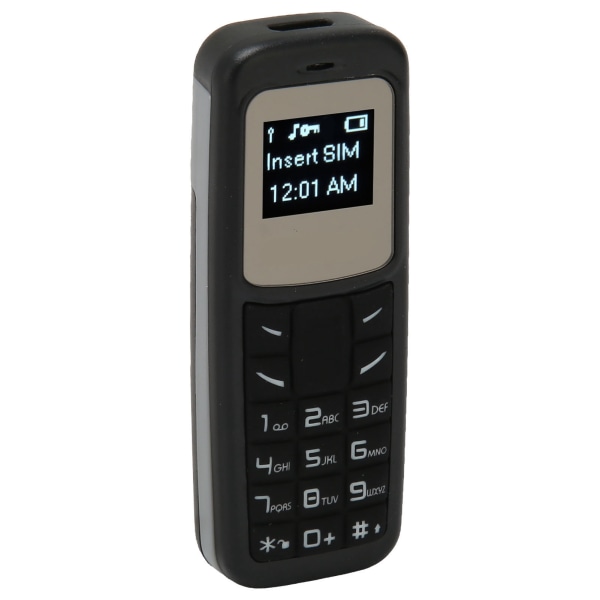 Mini Mobil mobiltelefon Liten mobiltelefon Bluetooth Headset Dialer med öronkrok stöd SIM 0,66 tum Svart