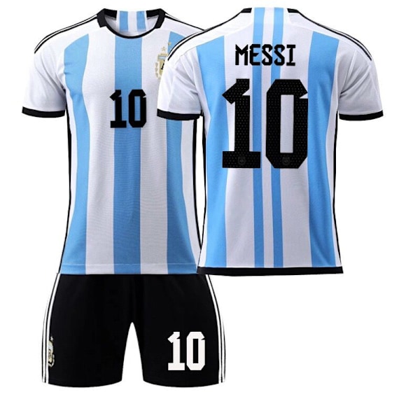 Argentina Messi Premium Fotballtrøye 2022 med 3 stjerner Kids 18(100-110CM)