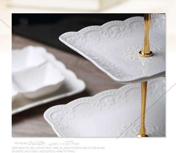 3-Tier Porcelain Cupcake Stand, Tiered Cake Serving Platter, S,ZQKLA