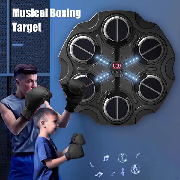Kraftig Boxningssäck med Bluetooth-musik och Väggfäste Boxningsträningsutrustning Inkluderar Boxhandskar Svart