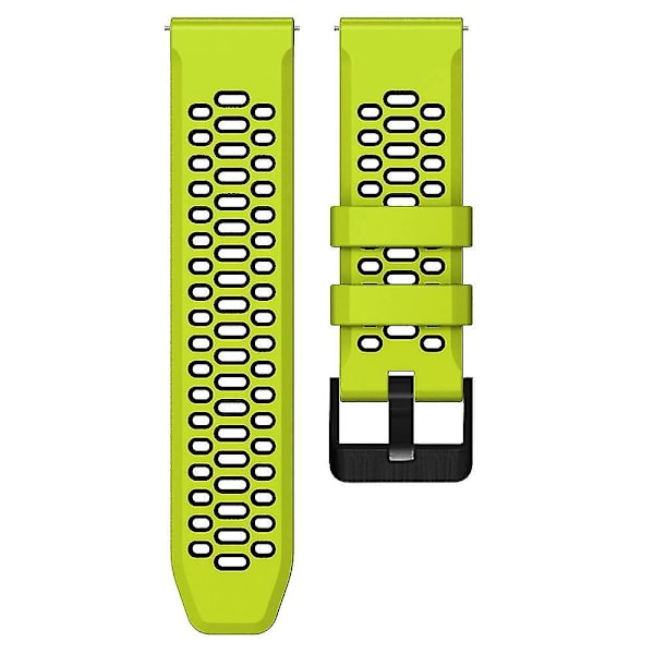 Dobbel Farget Silikonrem for Suunto 7/9/9 Baro 24mm med Flerhullsdesign Hurtigutløser Spenne Armbånd Lime Black