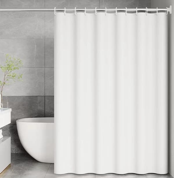 Vattentätt Duschdraperi 120x200 cm Vitt Mögelresistent Badrumsfoder med Krokar Ingår