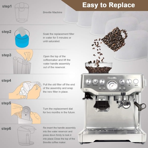 12-pakning kompatible kulfilter-erstatninger til Breville BWF100 kaffemaskine vandfilter-erstatninger