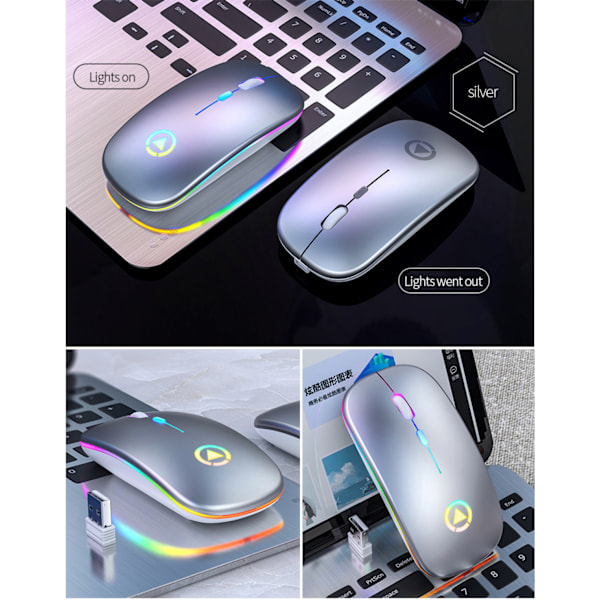 Bluetooth-mus, trådløs oppladbar mus for MacBook Pro/MacBook Air, trådløs Bluetooth-mus for bærbar PC/PC/Mac/iPad Pro/datamaskin