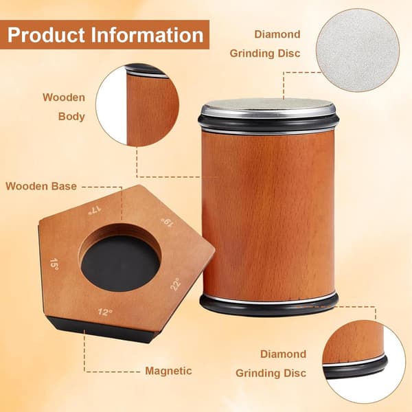 Knife Sharpener with Rollers, with Industrial Diamond at 12, 15, 17, 19 & 22 Degrees for Knife Sharpening, Knife Sharpening System with Rollers brown brown