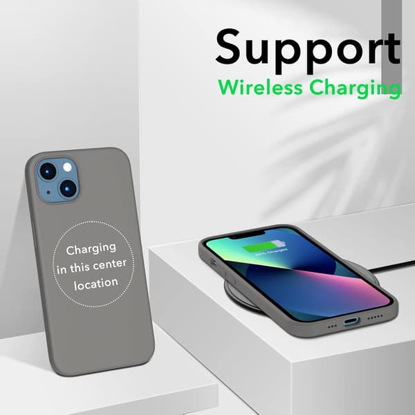 iPhone 13 Case, Liquid Silicone Case for 6.1 inch iPhone 13, Ultra-thin Case, Full Coverage Shockproof Protective Soft Case Cold Gray