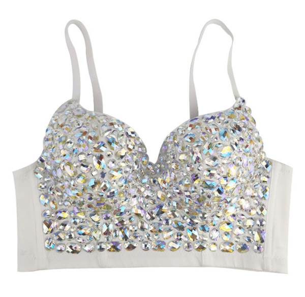 Dam Sparkle Glitter BH Topp Dansende Crop Tops L