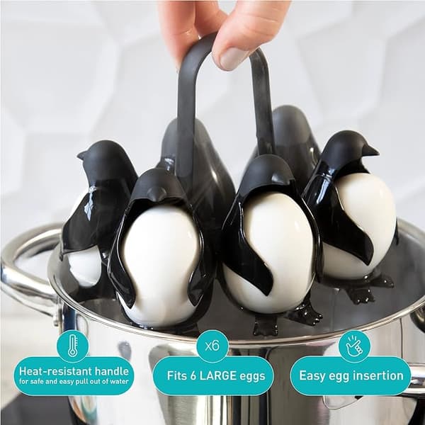 3 i 1 eggbeholder for matlaging, oppbevaring og servering, pingvinform