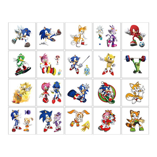 Sonic-tatuoinnit lapsille, 20 arkia suuria lasten väliaikaisia tatuointitarroja