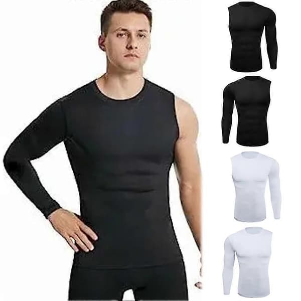 Men's Compression Undershirt, One Sleeve, Athletic, Sport, Tight Left-black 55-65kg
