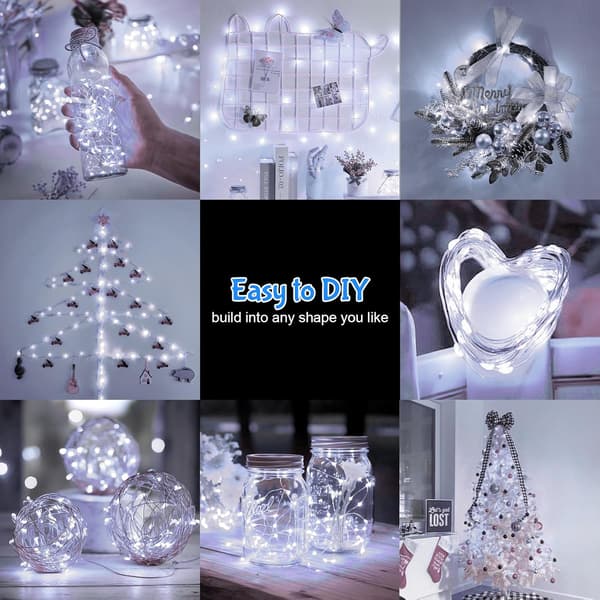 Solar String Lights Outdoor Garden, 5M50LED Solar Powered String Lights Waterproof, 8 Modes Copper Wire Solar Decorative Lighting Cold White