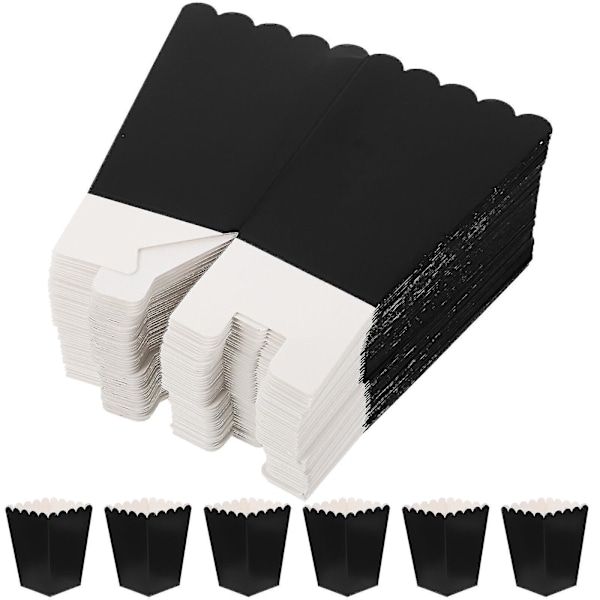 50 stk. Popcornæsker Papir Popcorntuber Simple Fedttætte Popcornbeholdere Black