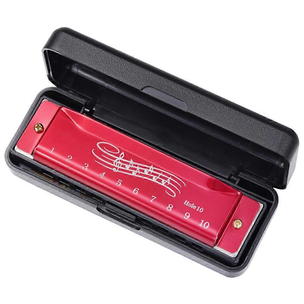 Huuliharppu C-sävyssä, 10-reikäinen Blues-Harp Diatoninen Huuliharppu 20 Ääntä Red