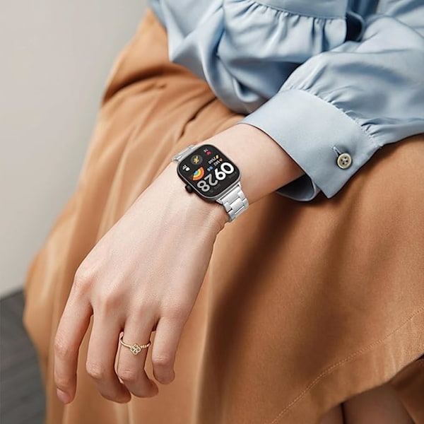 Kompatibelt armbånd for Xiaomi Redmi Watch 4/Xiaomi Mi Band 8 Pro, armbånd i rustfritt stål, justerbart spennearmbånd.
