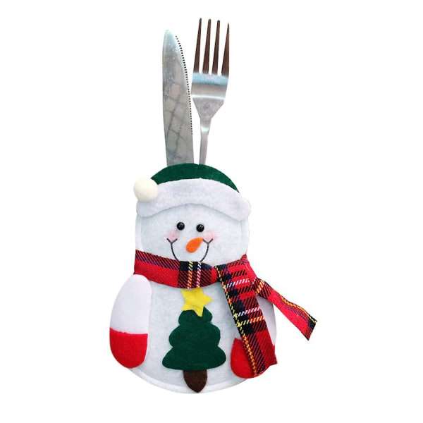 Bestickhållare Servetknivar Gaffel sked i söt tomtedräktform för julaftonsbordsdekoration i köket (4 st, exklusive bestick)
