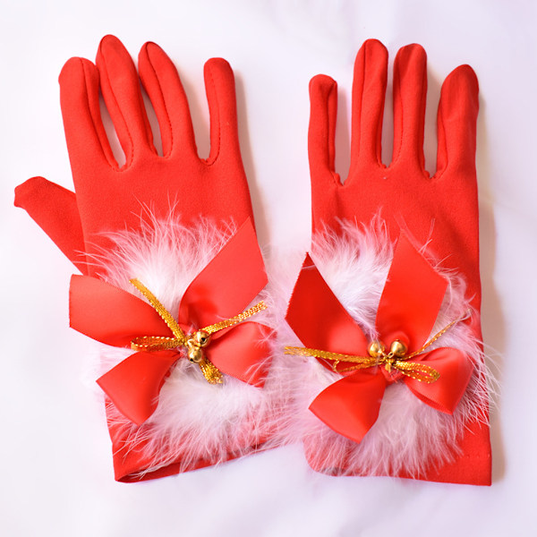 Julhandskar Söta Fjäderklocka Julhandskar Stretch Mjölksilke Korta Mjuka Hel Fingerhandskar Maskerad