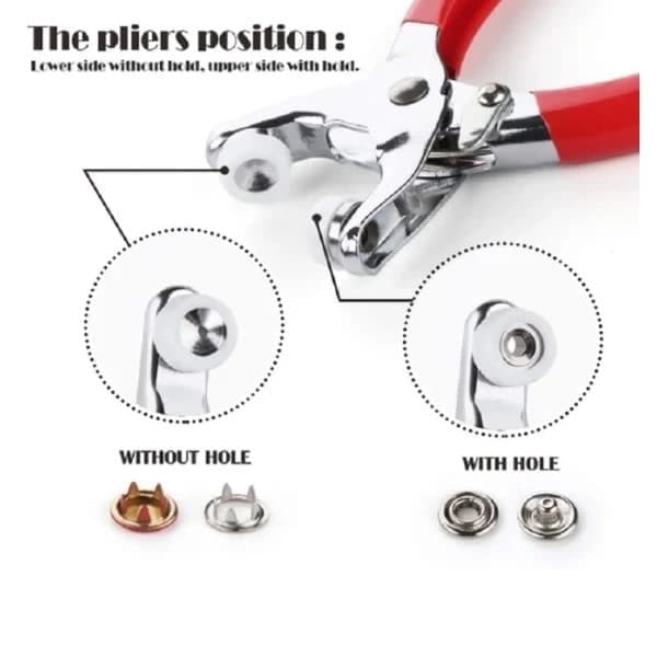 Tang med trykknapper 100 stk 9,5 mm Sølv Sølv