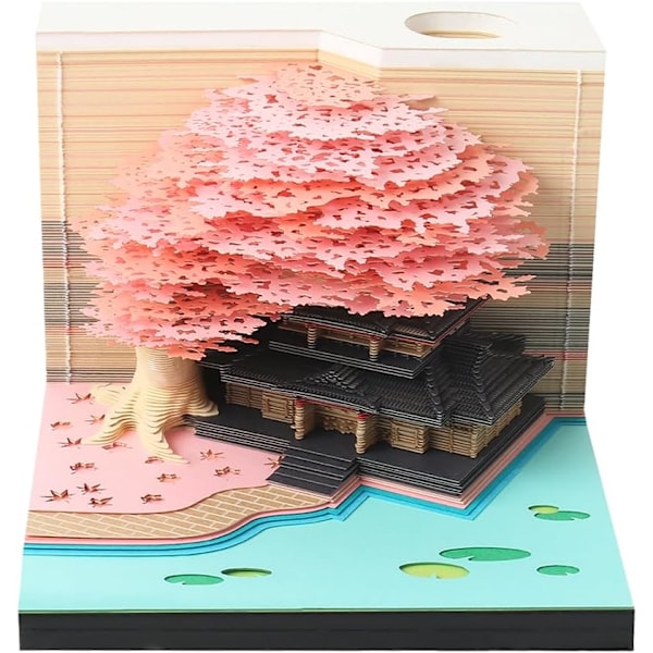 3D Skrivebords Kalender 2025 med LED Lys Papirkunst Juleborddekoration PINK PINK Baumhaus