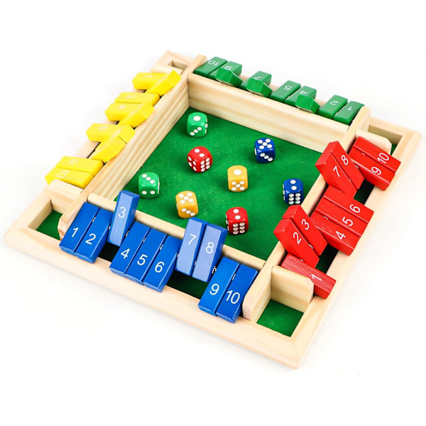 Trebrettspill, 4 Spillere Shut The Box Terning Spill Tre Matematikk Tradisjonelt Pub Brett Terning Spill Reise 4 Spillere Flotte Familiespill red